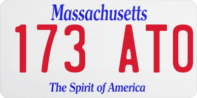 MA license plate 173AT0