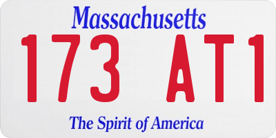 MA license plate 173AT1