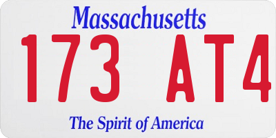 MA license plate 173AT4