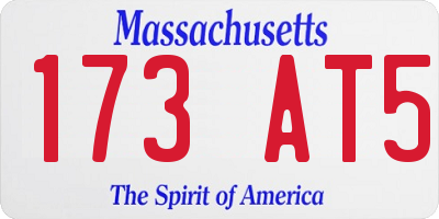 MA license plate 173AT5