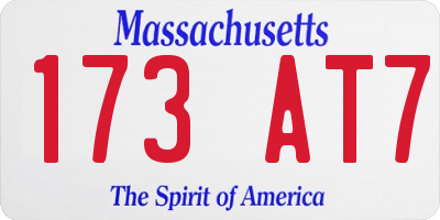 MA license plate 173AT7