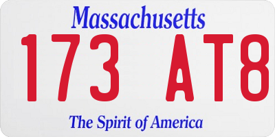MA license plate 173AT8