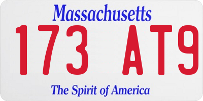 MA license plate 173AT9