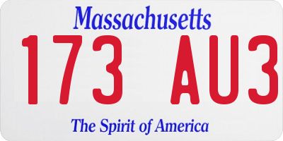 MA license plate 173AU3