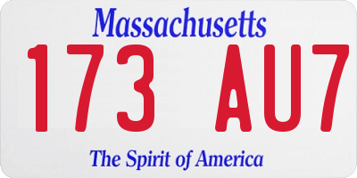MA license plate 173AU7