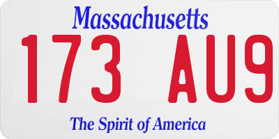 MA license plate 173AU9