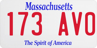 MA license plate 173AV0