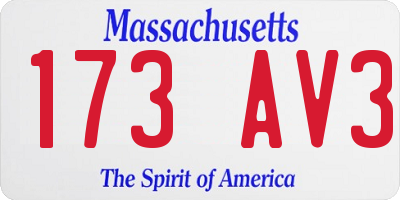 MA license plate 173AV3