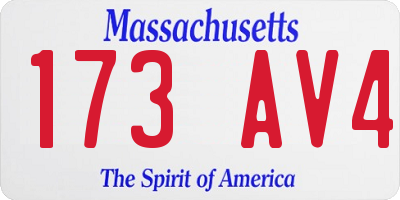 MA license plate 173AV4