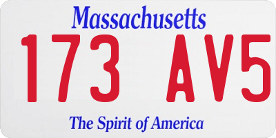 MA license plate 173AV5