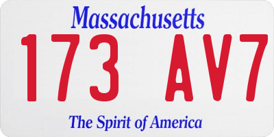 MA license plate 173AV7