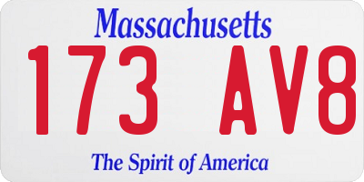 MA license plate 173AV8