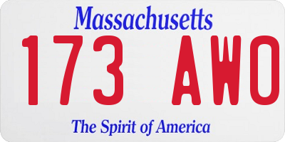 MA license plate 173AW0