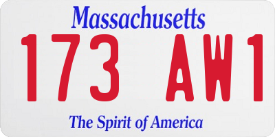 MA license plate 173AW1
