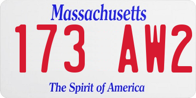 MA license plate 173AW2
