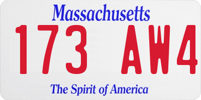 MA license plate 173AW4
