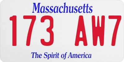 MA license plate 173AW7