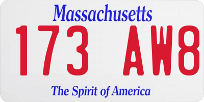 MA license plate 173AW8