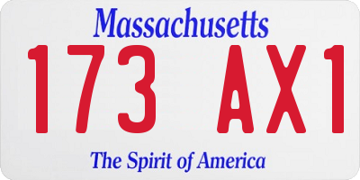 MA license plate 173AX1