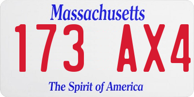 MA license plate 173AX4