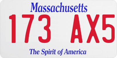 MA license plate 173AX5