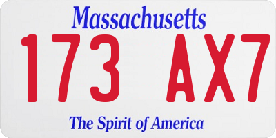 MA license plate 173AX7