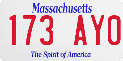 MA license plate 173AY0