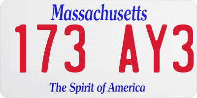 MA license plate 173AY3
