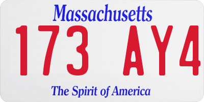 MA license plate 173AY4