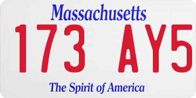 MA license plate 173AY5
