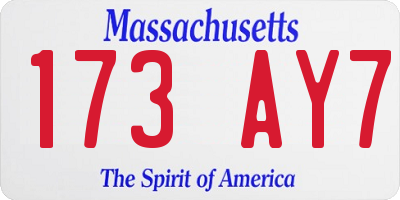 MA license plate 173AY7