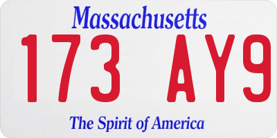 MA license plate 173AY9