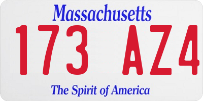 MA license plate 173AZ4