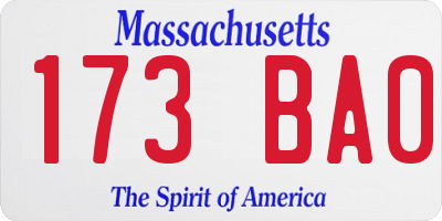 MA license plate 173BA0