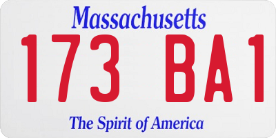 MA license plate 173BA1