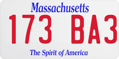 MA license plate 173BA3