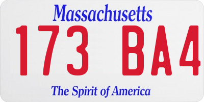 MA license plate 173BA4