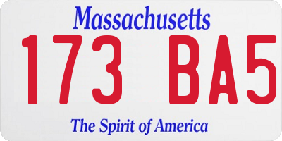MA license plate 173BA5