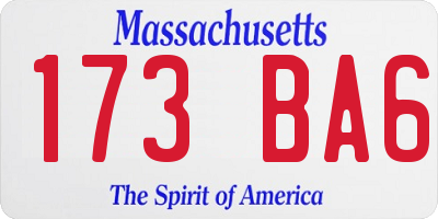 MA license plate 173BA6