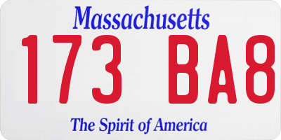 MA license plate 173BA8