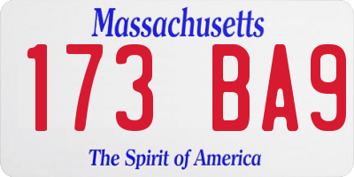 MA license plate 173BA9