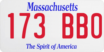 MA license plate 173BB0