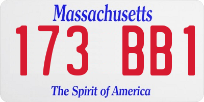 MA license plate 173BB1
