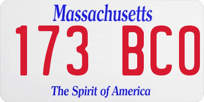 MA license plate 173BC0