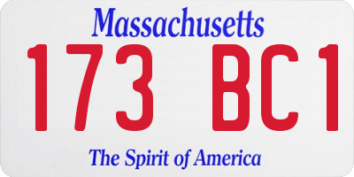 MA license plate 173BC1