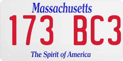 MA license plate 173BC3