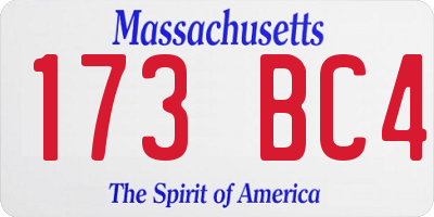 MA license plate 173BC4