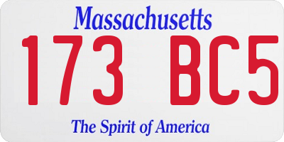 MA license plate 173BC5