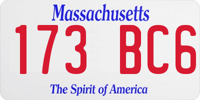MA license plate 173BC6