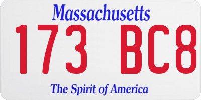 MA license plate 173BC8